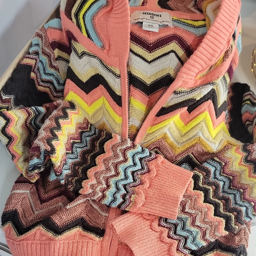 Girls Missoni Chevron hoodie sweater jacket size XS